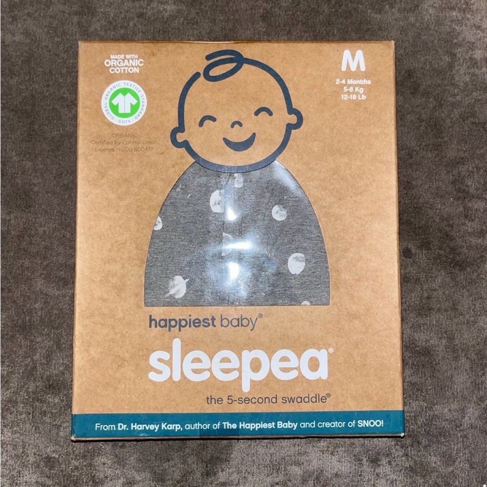 Happiest Baby Sleepea 5-Second Swaddle - 100% Organic Cotton Baby Swaddle -M
